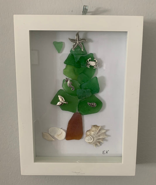 Authentic sea glass Christmas tree shell